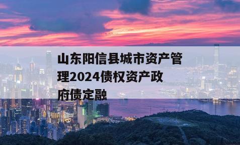 山东阳信县城市资产管理2024债权资产政府债定融